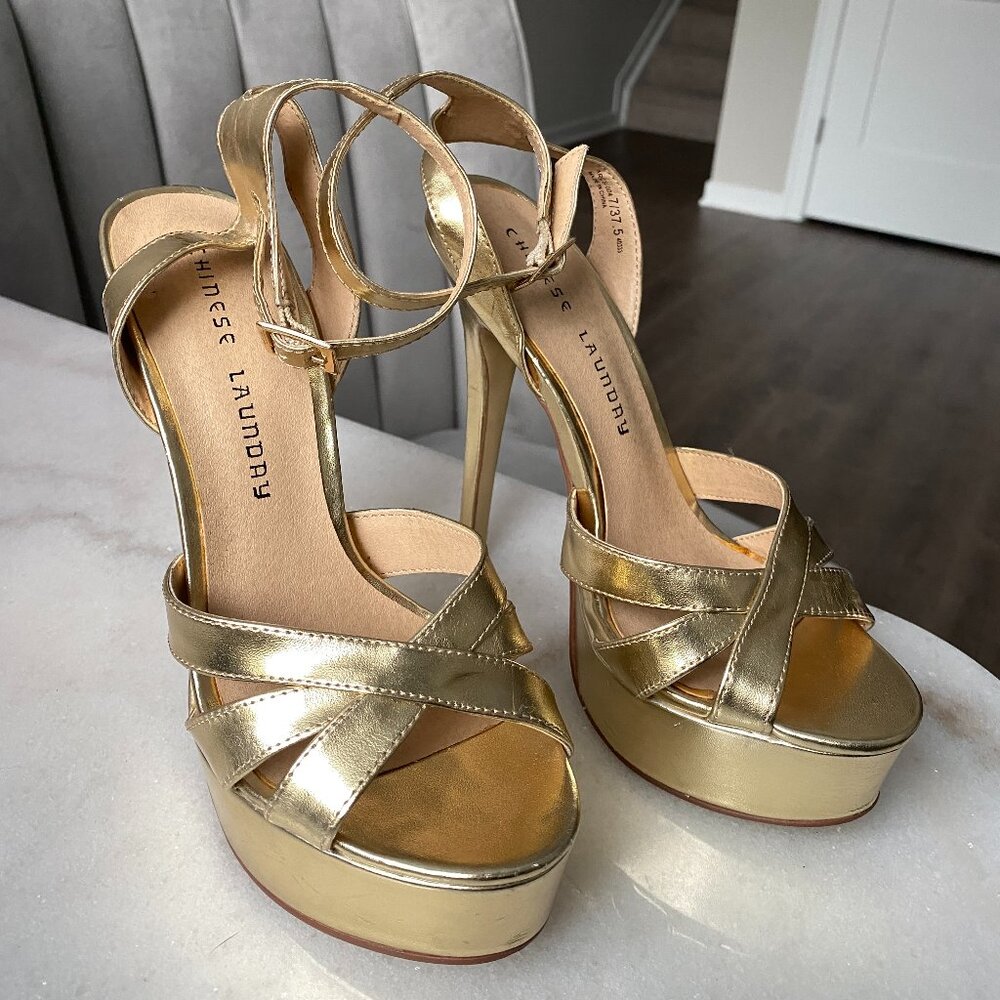 Gold Platform Chinese Laundry Heels